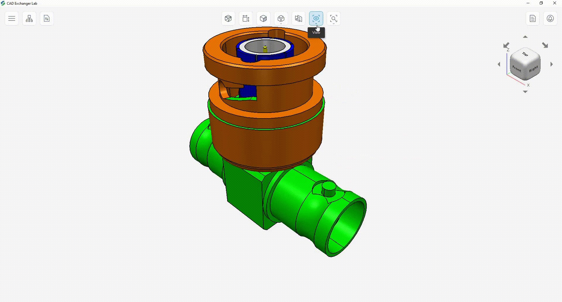 Fig. 5. Switching between view modes in CAD Exchanger Lab:  wireframe – shading – shading with boundaries