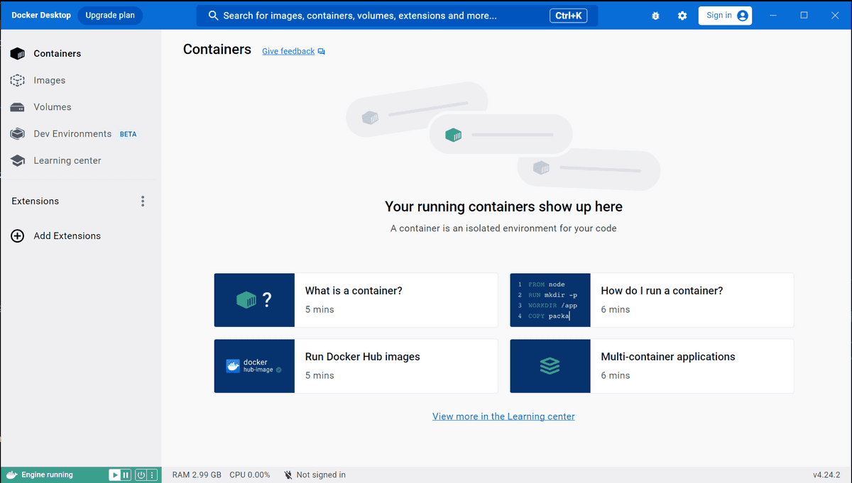 Desktop version of Docker