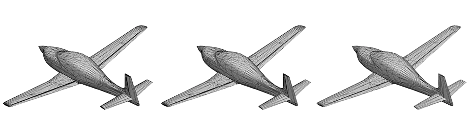 7212 triangles → 5542 triangles → 3198 triangles