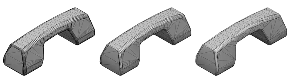 3150 triangles → 910 triangles → 416 triangles