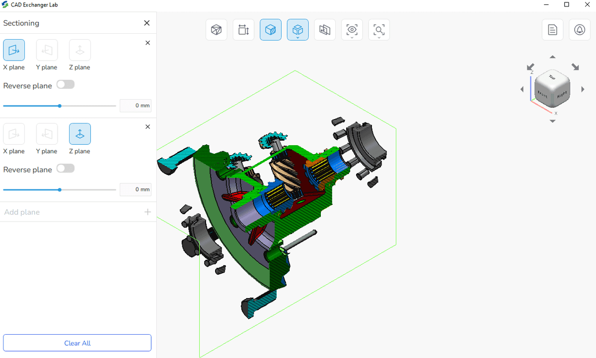 Fig. 7. A quarter of the torsen differential in the exploded view