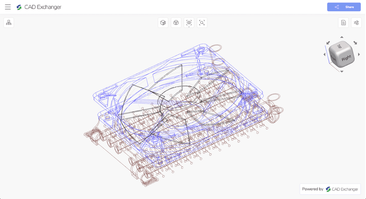 Fig. 2. 3D wireframe model of the cooler