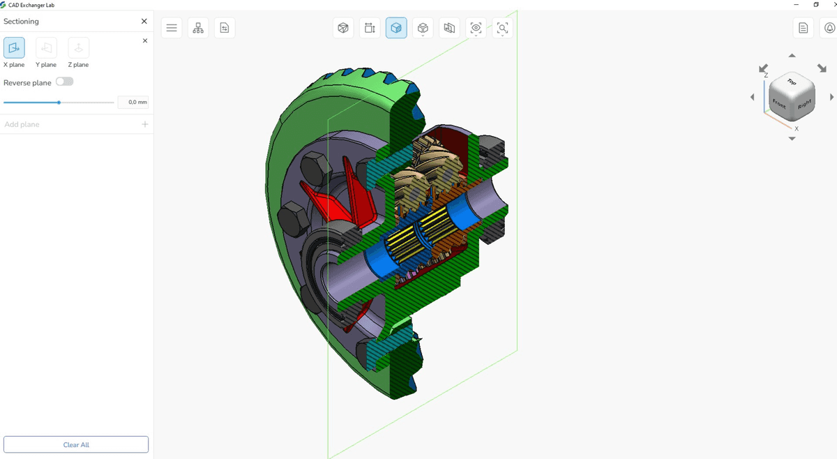 Fig. 2. The full sectional view of the torsen differential